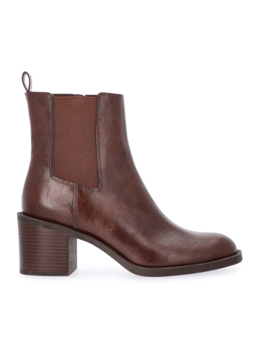Time and Tru Brown Chelsea Ankle Boots with Block Heel